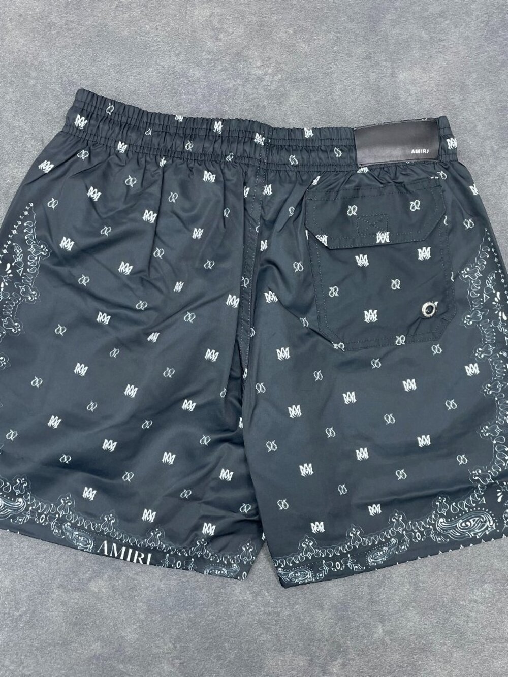 AMIRI Men’s Black Bandana Paisley Swim Shorts- Size Large